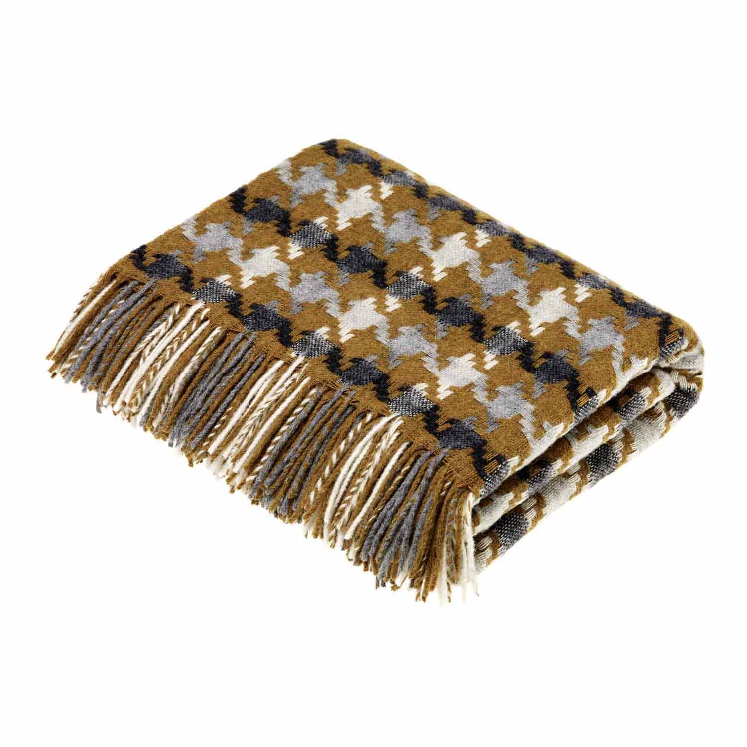 Houndstooth Gold/Grey Throw Bronte by Abraham Moon Throws