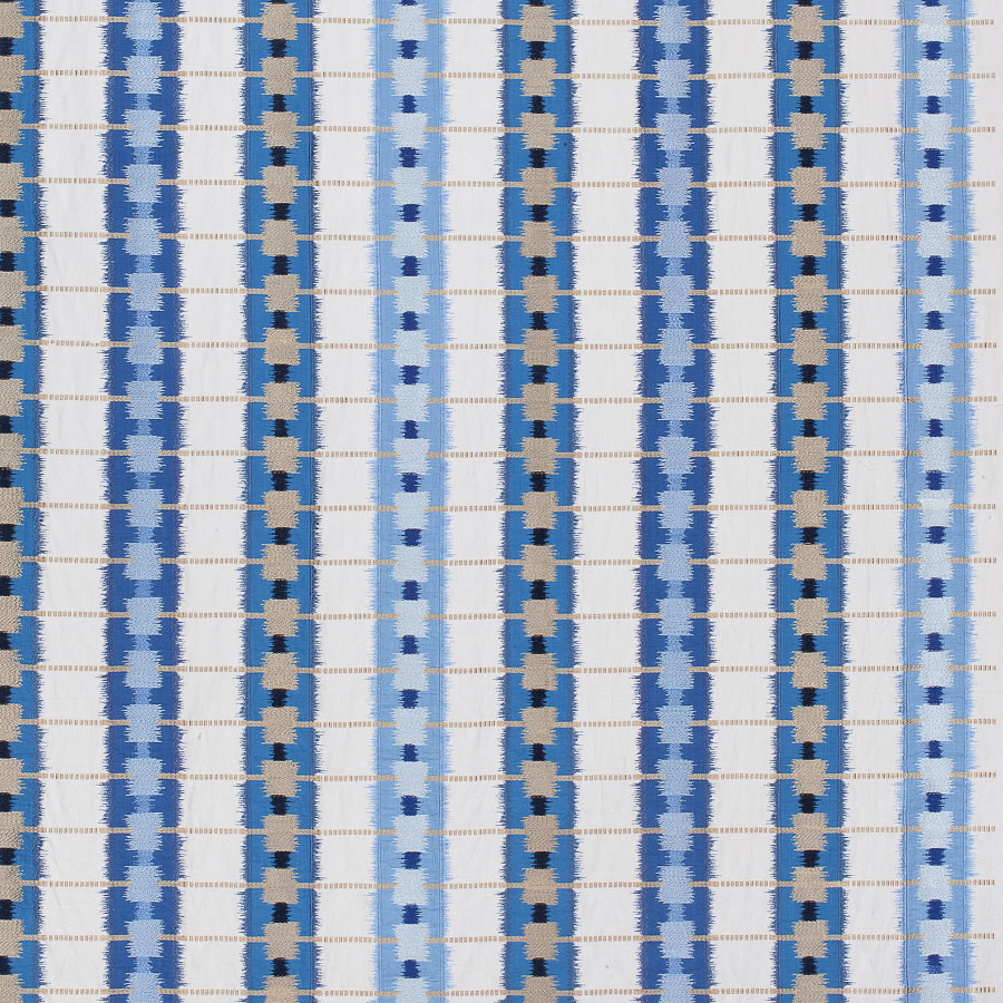 Sri Lanka Embroidery Blue fabric Trade Routes Fabric Thibaut