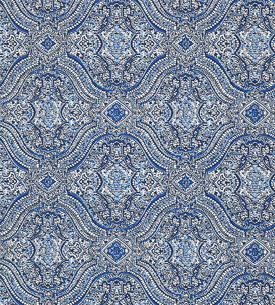 Tulsi Block Print Navy wallpaper Caravan Thibaut