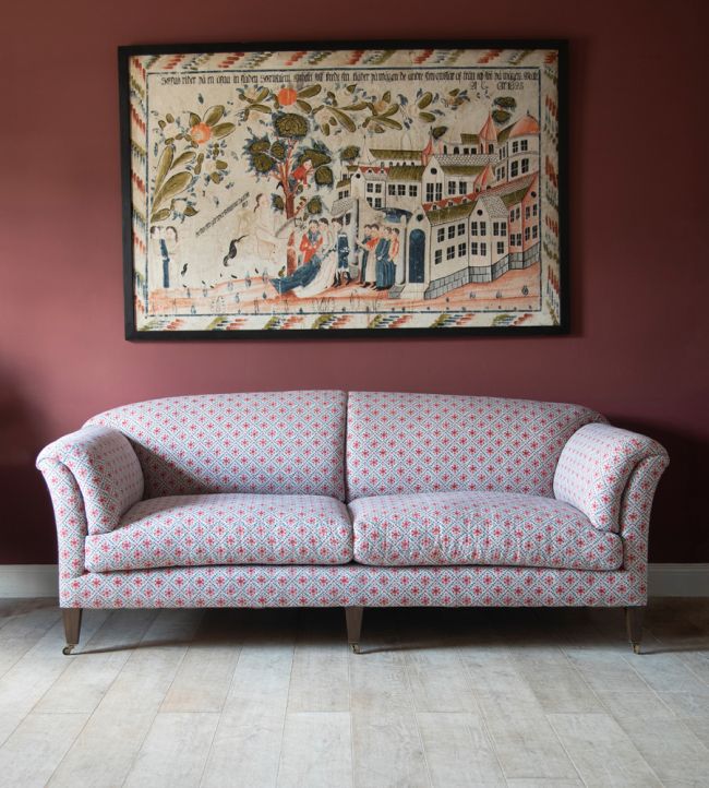 Camden Trellis Red/Blue fabric Portobello GP & J Baker