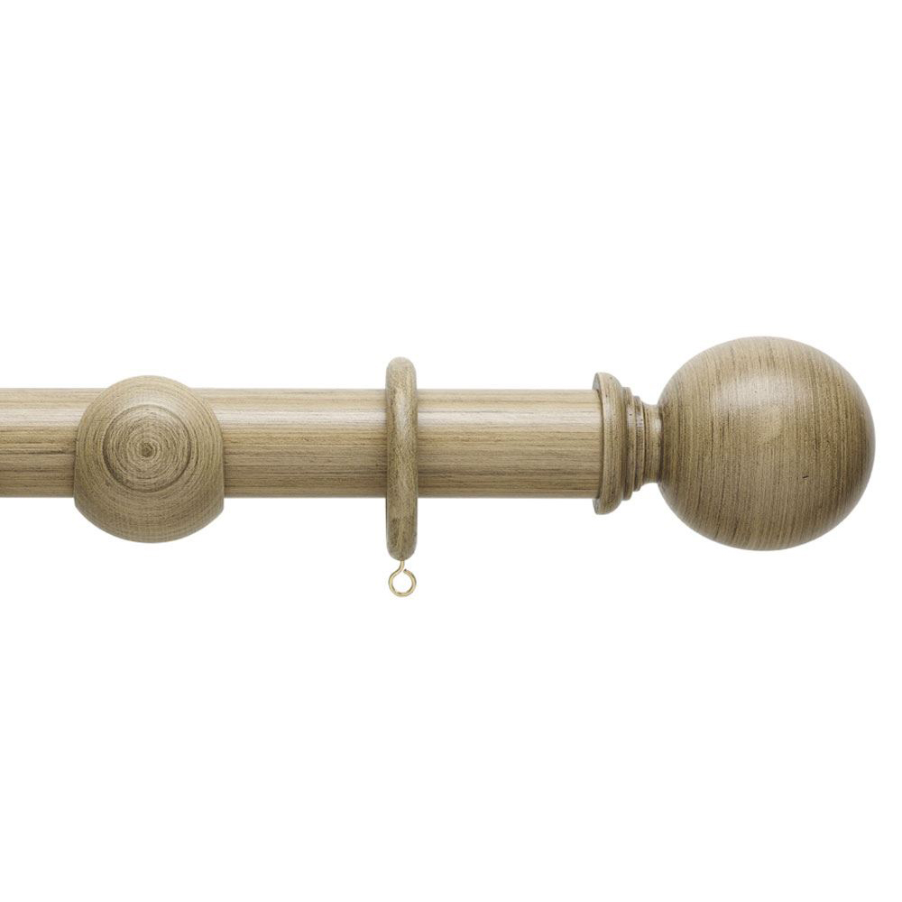 Hallis Origins 45mm Ball Quarry Stone Wood Pole Kit Natural Wooden