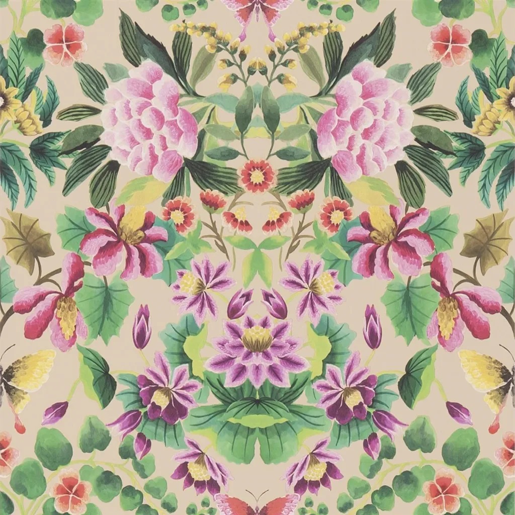 Ikebana Damask Fuchsia wallpaper Ikebana Wallpapers Designers Guild