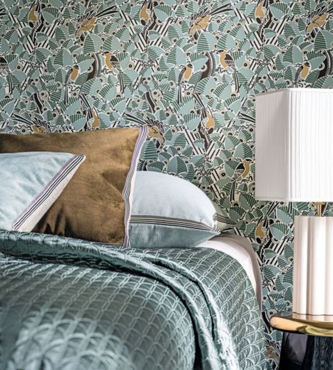 Majoliques Celadon wallpaper Printemps Viennois Casamance