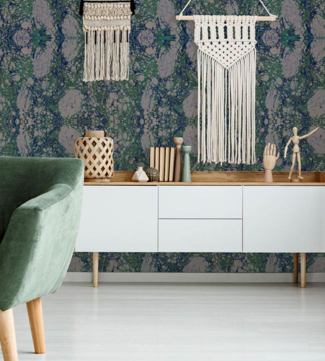 Marbled Paper Blue/Green/Grey wallpaper Collection 3 Mind The Gap