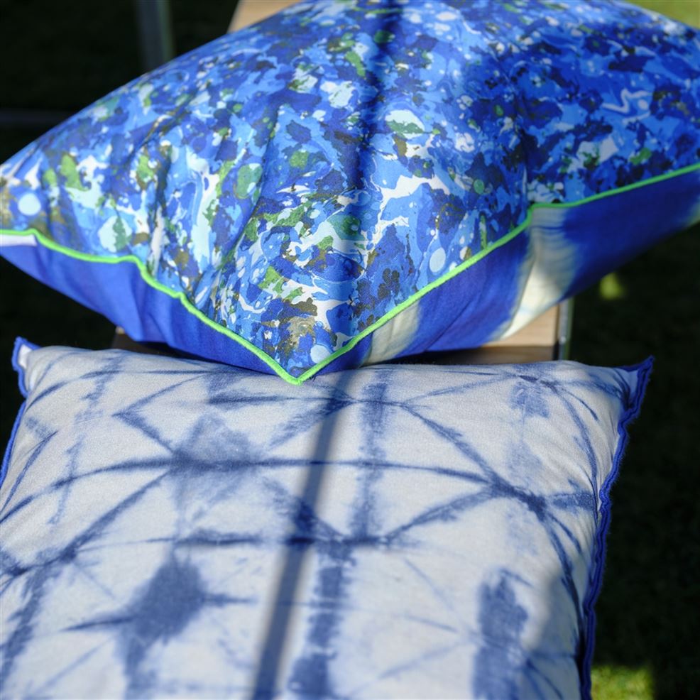 Designers Guild Outdoor Odisha Cobalt Cushion Outdoor Cushions