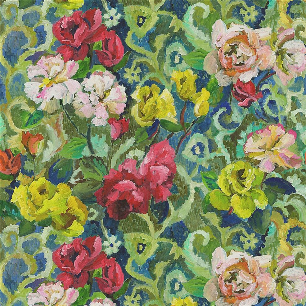 Tapestry Flower Vintage Green fabric Tapestry Flower Prints and