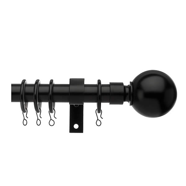 Universal Black 19mm Metal Ball End Pole Kit Black Metal Curtain