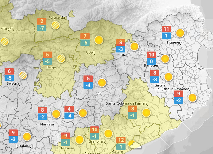 Previsió del temps per aquest dimarts al matí