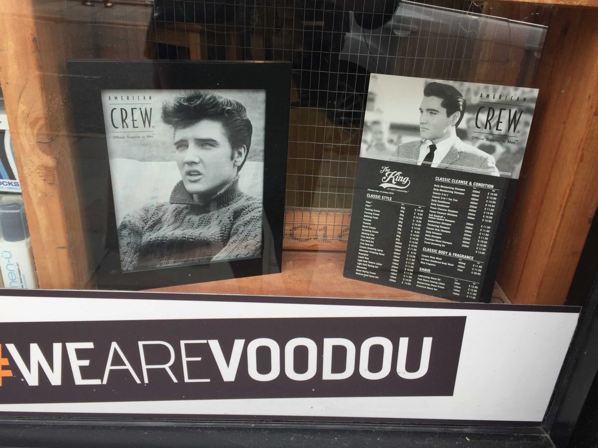 American Crew Elvis themed hair products at Voodoo in liverpool (Phtoto credit: Lucy Mclachlan)