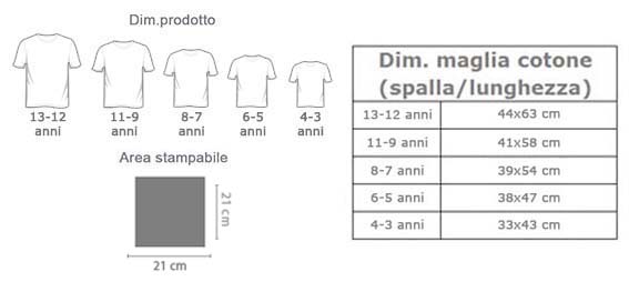 taglie maglietta personalizzata
