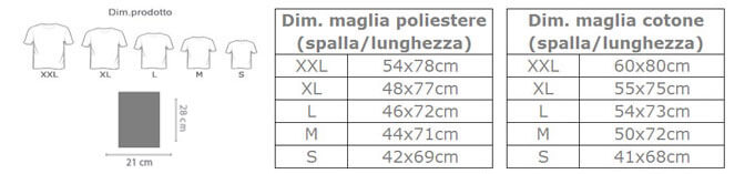taglie maglietta personalizzata