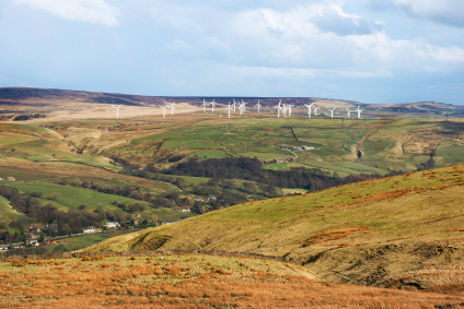 Renewable energy wind farm in the Pennines, Lancashire, England Renewable energy wind farm in the Pennines, Lancashire, England