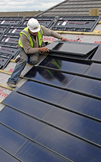 Solar roof tile installation Solar roof tile installation