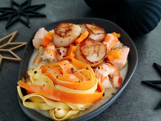 Navarin de la mer au Sauternes, Saint-Jacques snackées et duo de