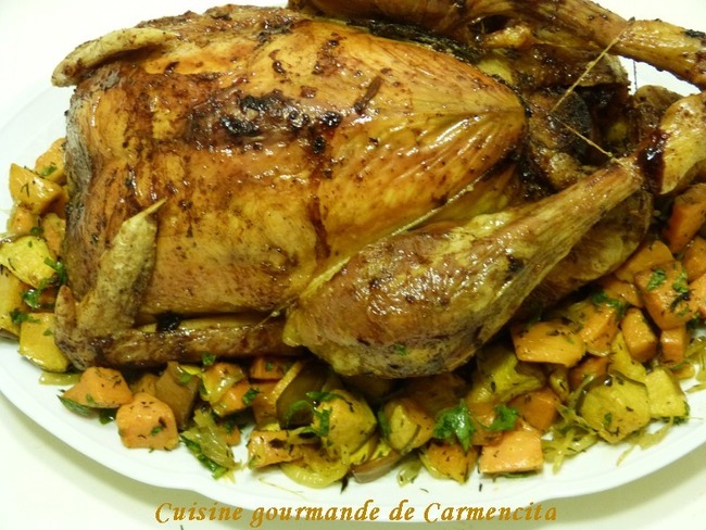 Chapon rôti et sa poêlée de légumes d'automne - Recette par Carmen