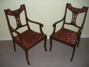Pair Edwardian open arm chairs