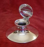 antique silver capstan inkwell c1907.