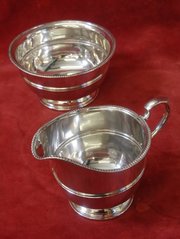 antique silver milk jug and sugar basin c1935