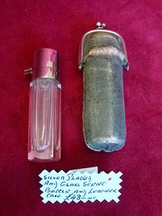 antique silverplated glass scent bottle