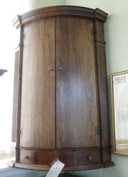 antique oak bow fronted corner cupboard