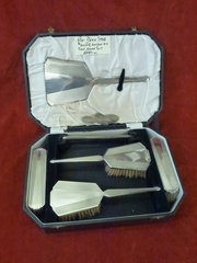 art deco silver brush set