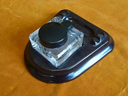 bakelite pen and ink stand with glass inkwell