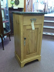 antique bedside cabinet with marble top