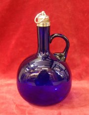 bristol blue 19thc spirit decanter + silver collar