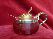 cranberry glass mustard pot