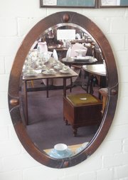 edwardian copper hammered oval bevel edged mirror