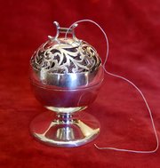 edwardian silver string ball holder
