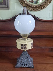 antique duplex oil lamp