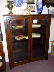 oak glazed bookcase