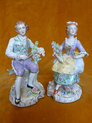 pair of sitzendorf figures. post 1856.
