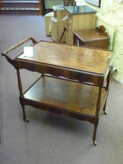 walnut veneered tea trolley