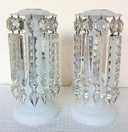 Pair Victorian Glass Candlesti