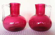 Pair of Cranberry Glass JugsPi