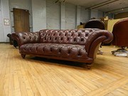 Unusual Ox Blood 3 Seater Sofa