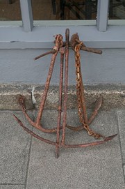 Decorative old yacht anchors