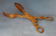 Treen serving spoon and fork