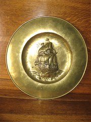 arts and crafts brass charger