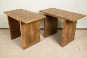 A pair of Art Deco walnut tabl