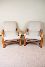 Art Deco oak framed recliner a