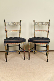 Pair Black  Gilt Hand Painted