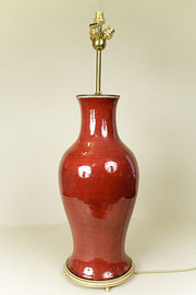 Large Red Glazed Vase Shaped Lamp