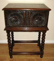 17 th c Carved Oak Bible Box