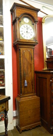 antique clocks & timepieces brass face 8 day oak grandfath brass face 8 day oak grandfath