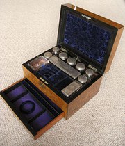 burr walnut dressing box  jewe