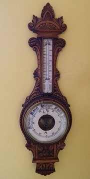 large carved oak aneroid barom