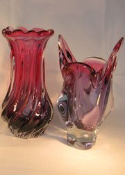 Bohemian Cased Glass Rose  Pur